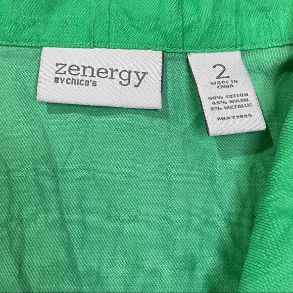 Zenergy by Chico’s Hayden Jacket Womens Size Chico's 2 or L Crinkle Green - Picture 12 of 14